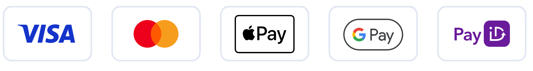 Visa, Mastercard, Apple Pay, Google Pay and PayID